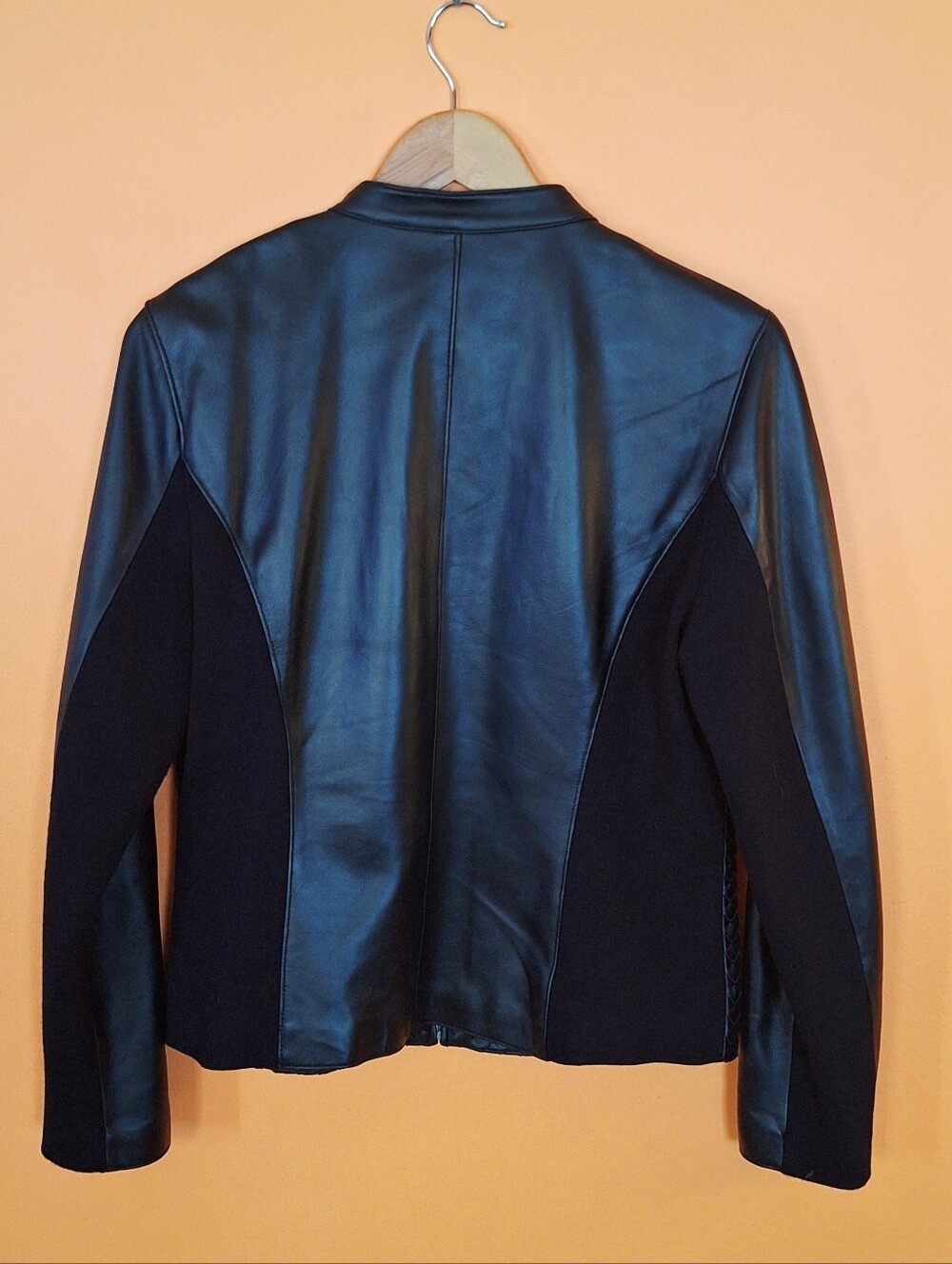 Colleen Lopez 100% Leather Black Womens Motorcycle Jacket Sz 12 Weave - Picture 2 of 5